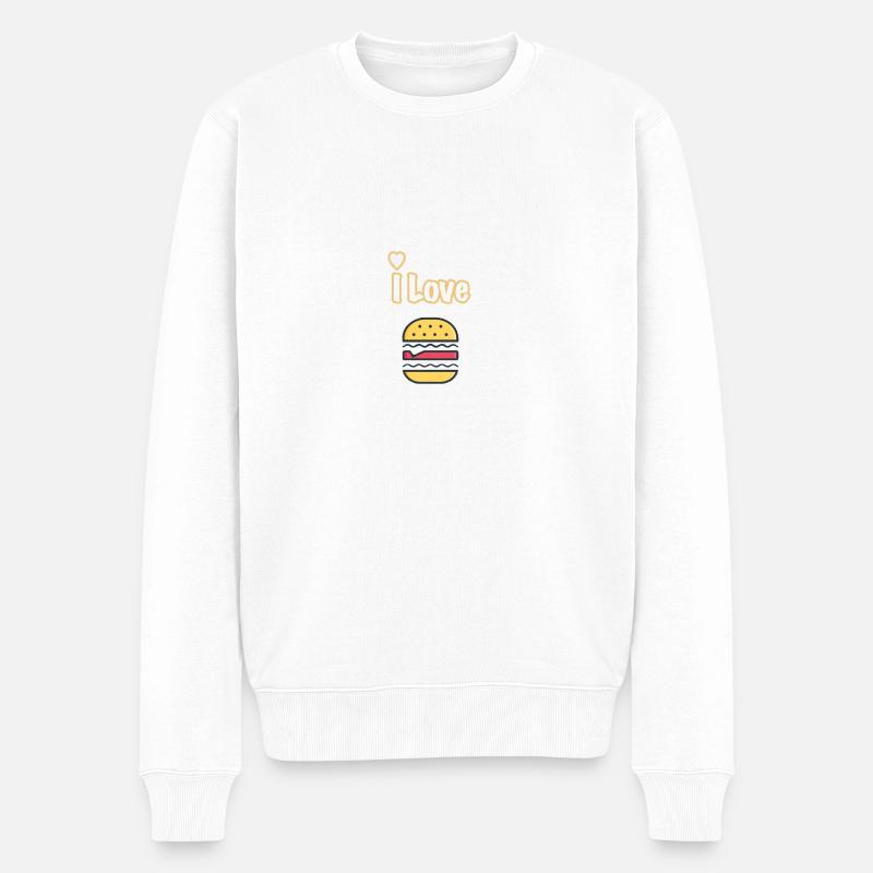 I love Burger - Männer Premium Bio Pullover - Weiß