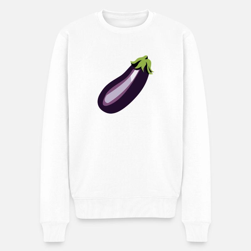 Aubergine - Männer Premium Bio Pullover - Weiß