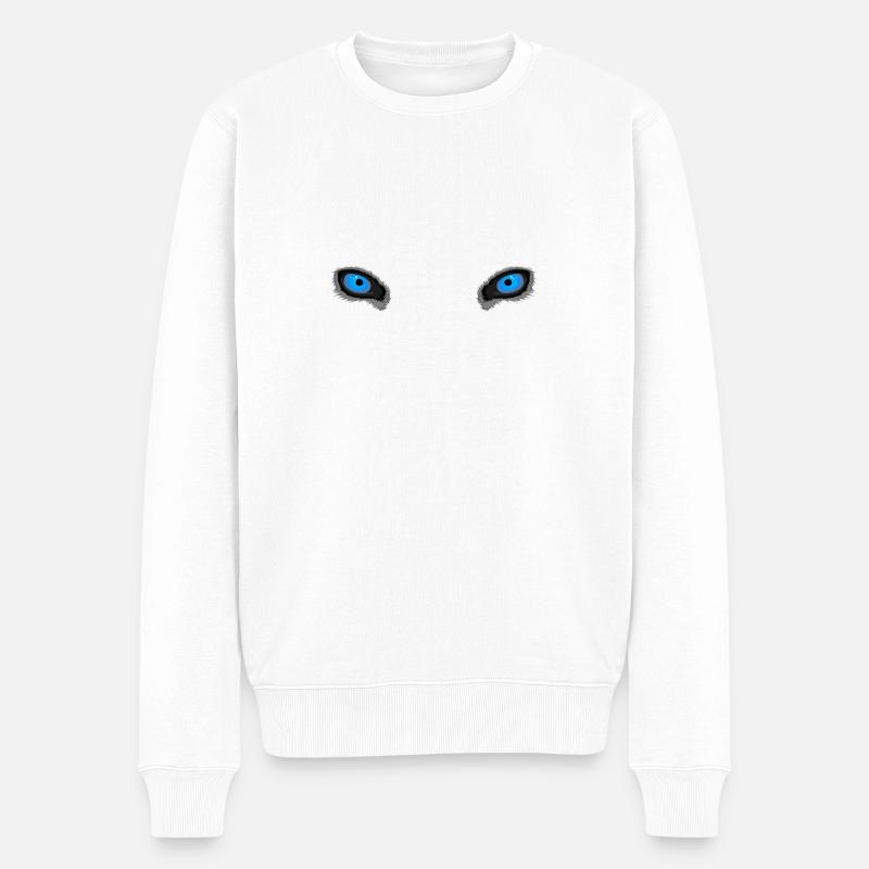 Yeux de loup bleu profond - Pull Premium bio Homme - blanc