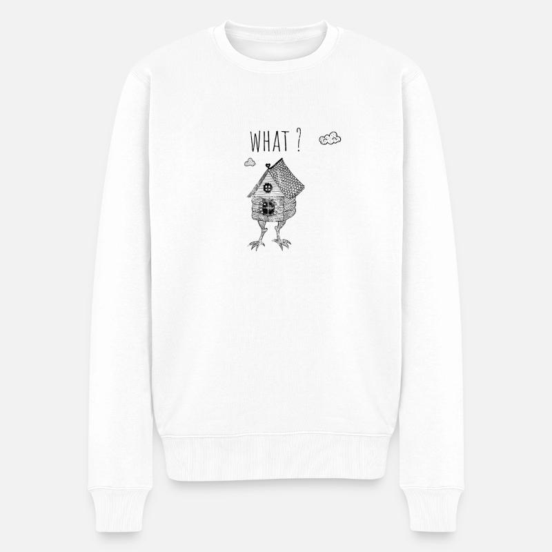 crazy house with chicken legs retro vintage sw - Männer Premium Bio Pullover - Weiß