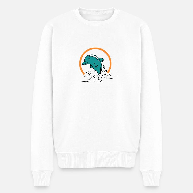 Delphin Geschenk Wasser Meer Wal Fisch Ozean Tier - Männer Premium Bio Pullover - Weiß