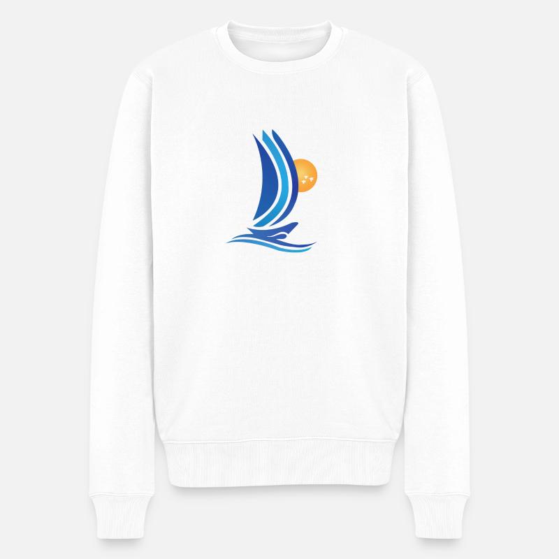 Segeln Segelboot Segelschiff Meer - Männer Premium Bio Pullover - Weiß