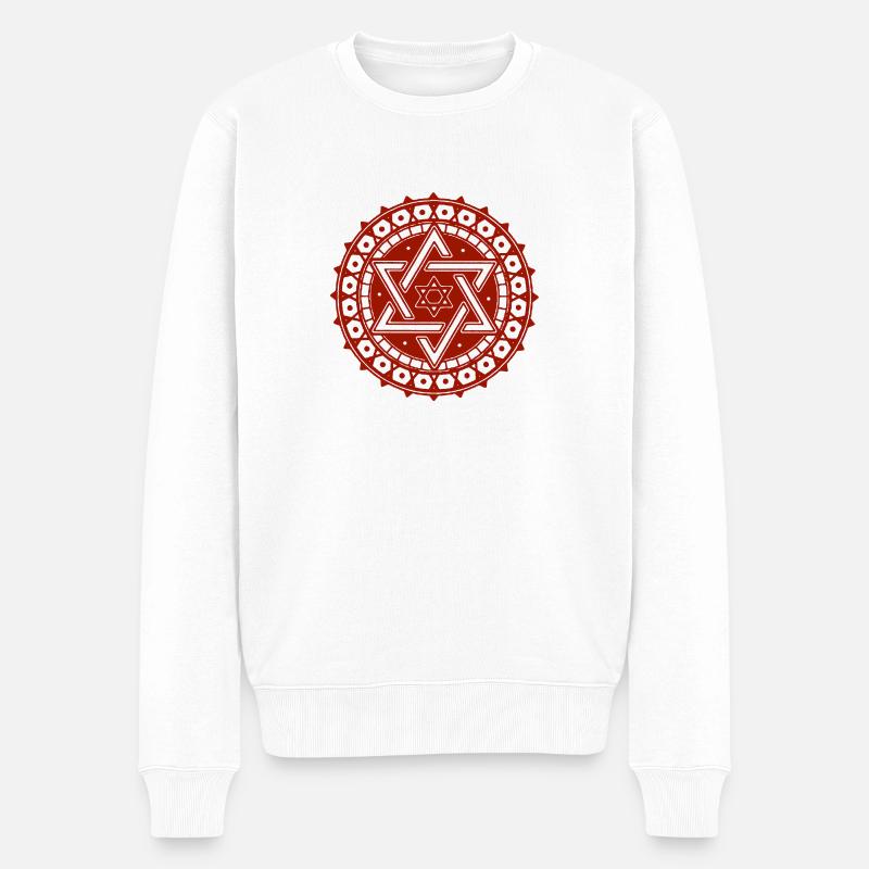 Davidstern - Männer Premium Bio Pullover - Weiß