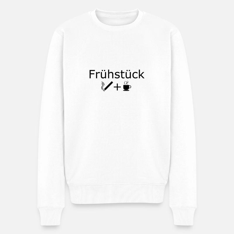 Kaffee + Kippen Frühstück - Männer Premium Bio Pullover - Weiß