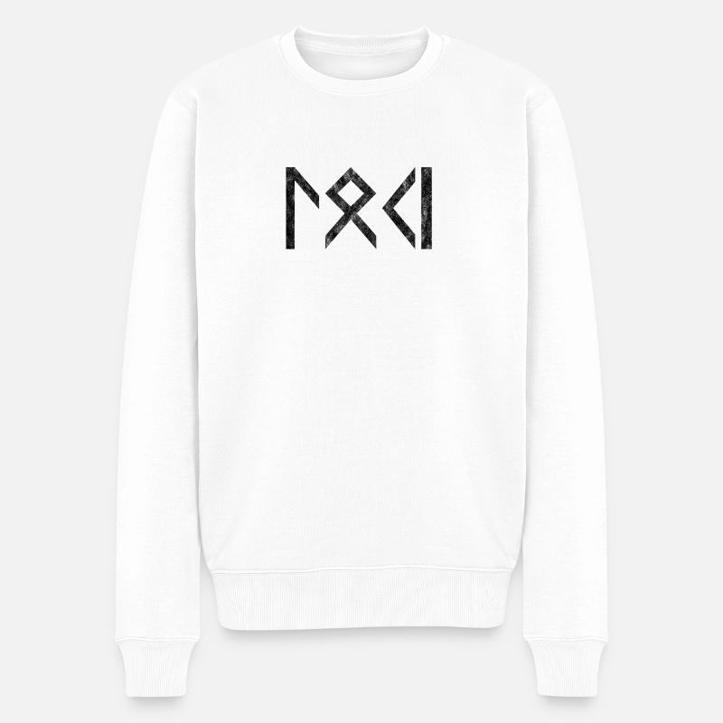 Loki Zeichen Nordische Mythologie Geschenk Idee - Männer Premium Bio Pullover - Weiß
