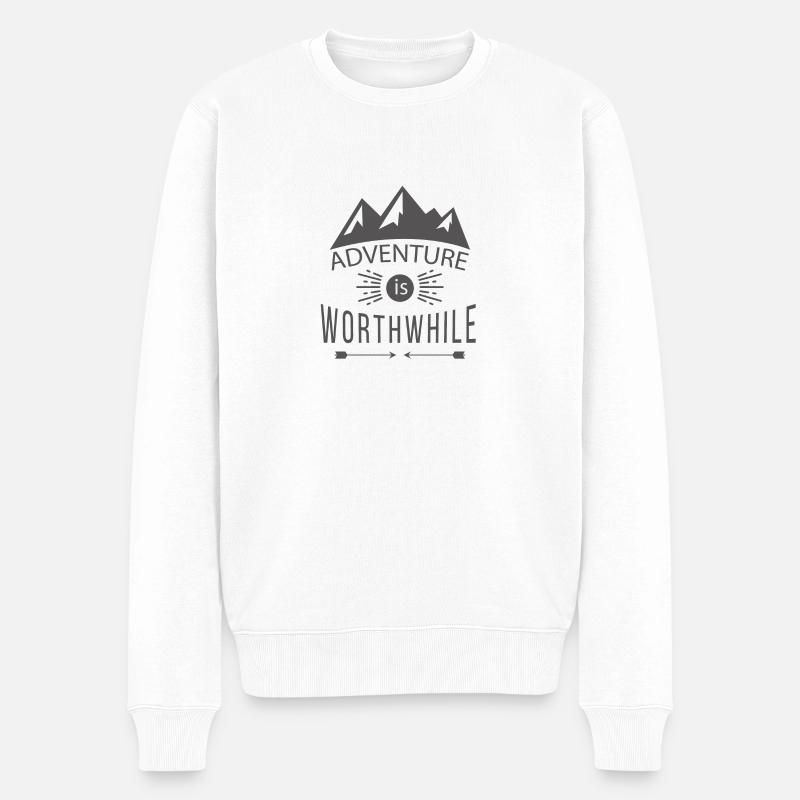 L'aventure est wortwhile - Pull Premium bio Homme - blanc