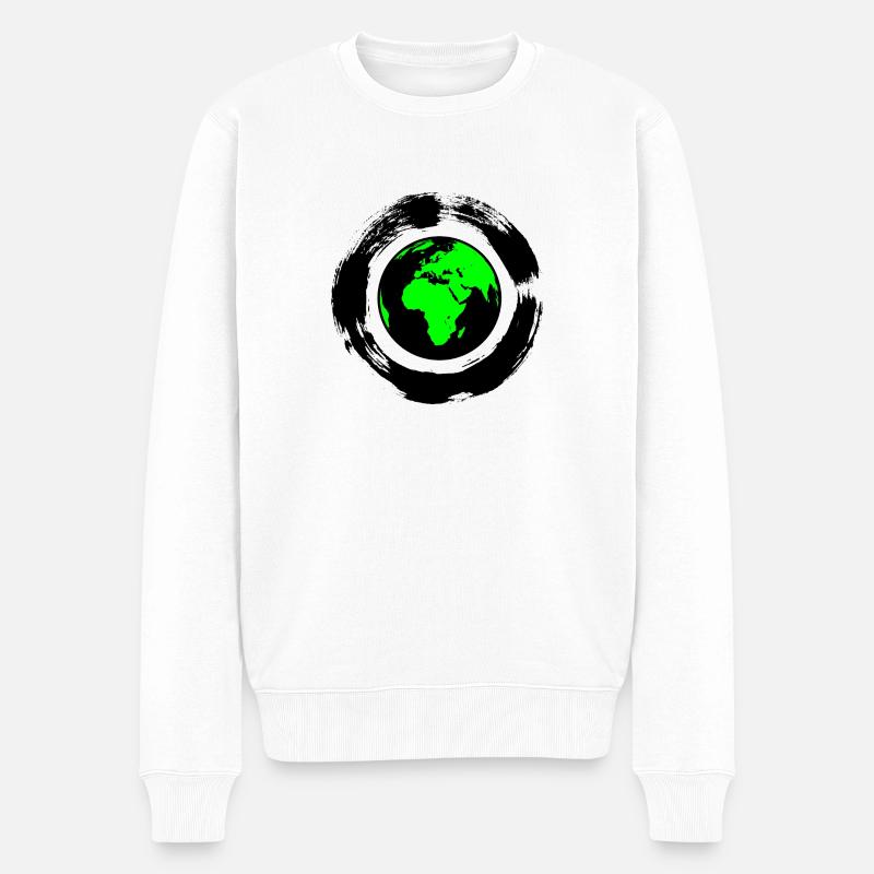 grüne Erde - Männer Premium Bio Pullover - Weiß