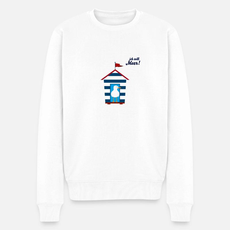ich will Meer - Männer Premium Bio Pullover - Weiß