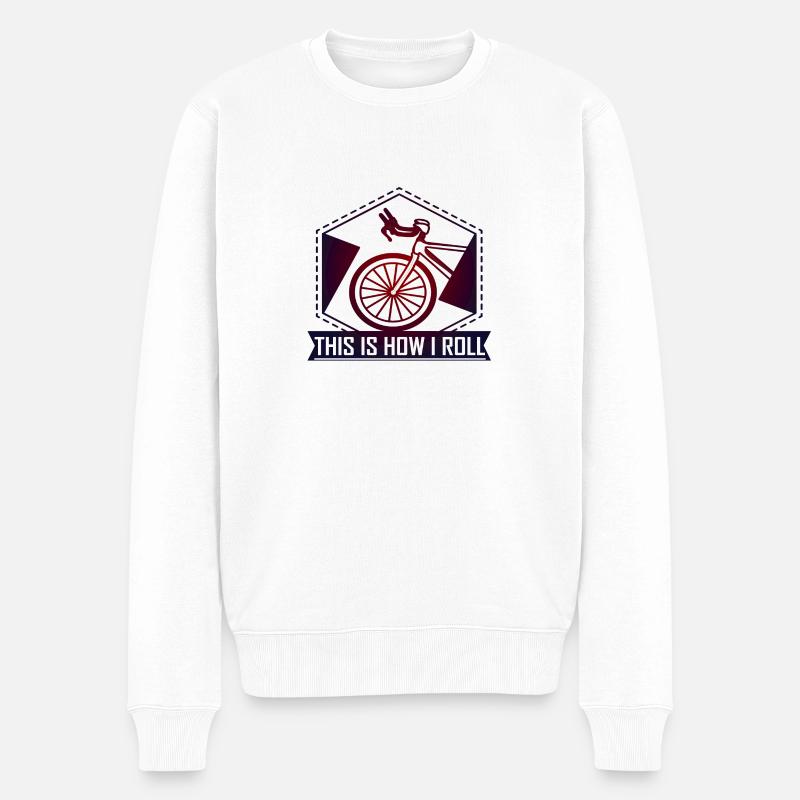 Fahrrad. So rolle ich - Männer Premium Bio Pullover - Weiß