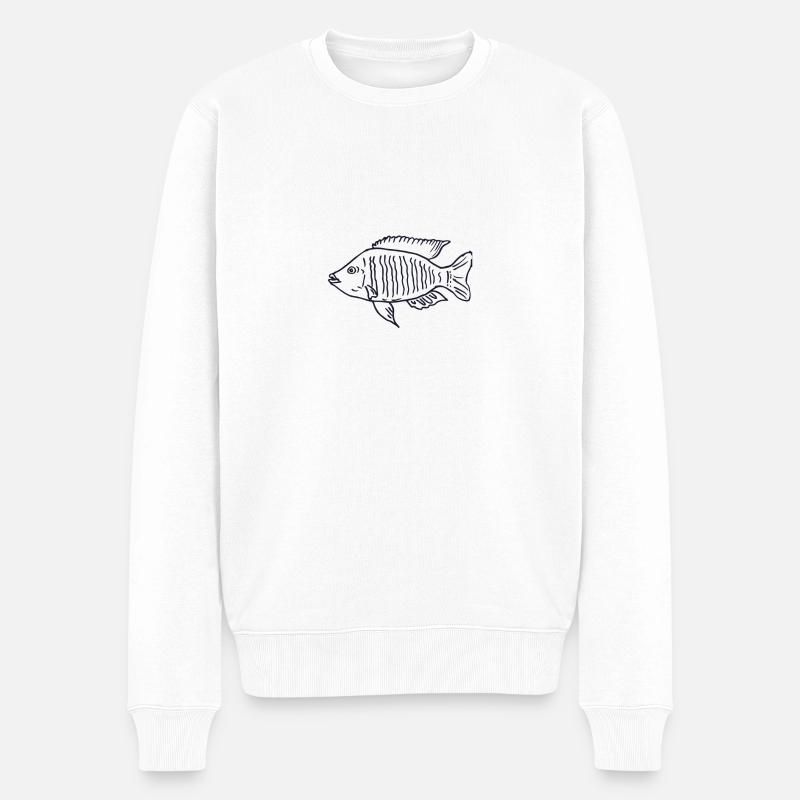 Buntbarsch Fisch Malawi - Männer Premium Bio Pullover - Weiß