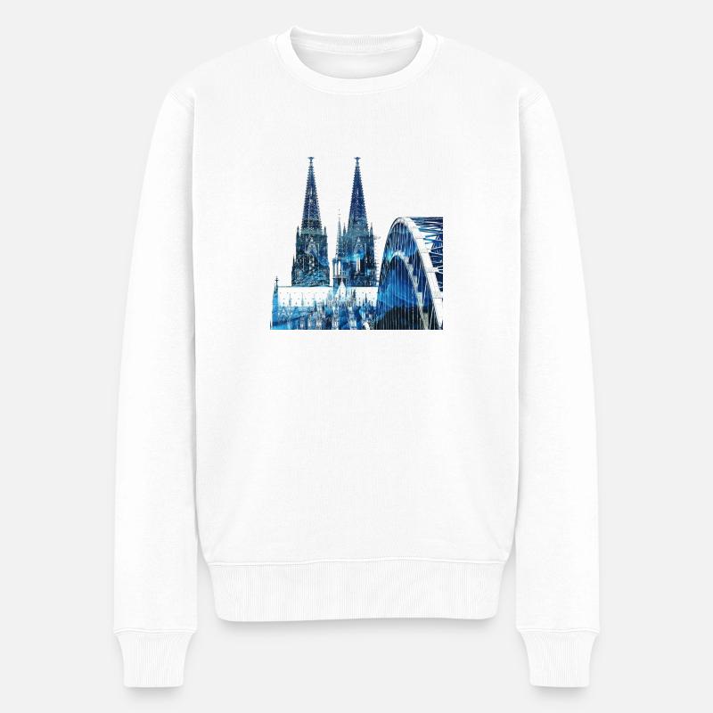 Köln Kölner Dom Deutschland Heimat Stadt Skyline - Männer Premium Bio Pullover - Weiß