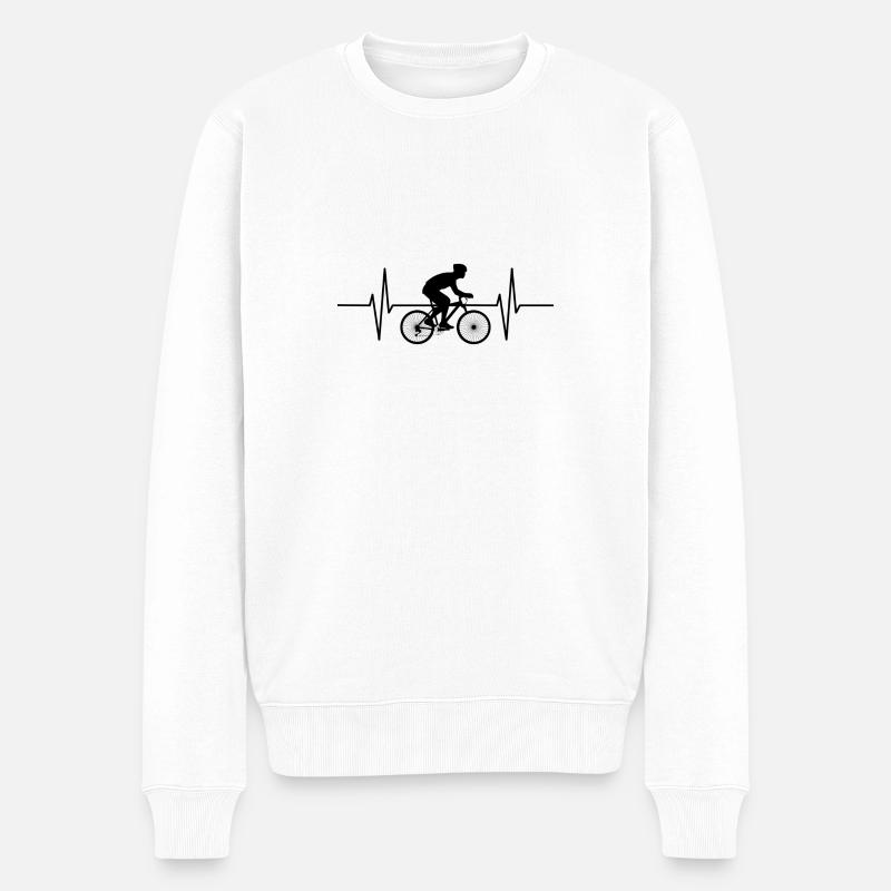 Herzschlag Rennradfahrer - Männer Premium Bio Pullover - Weiß