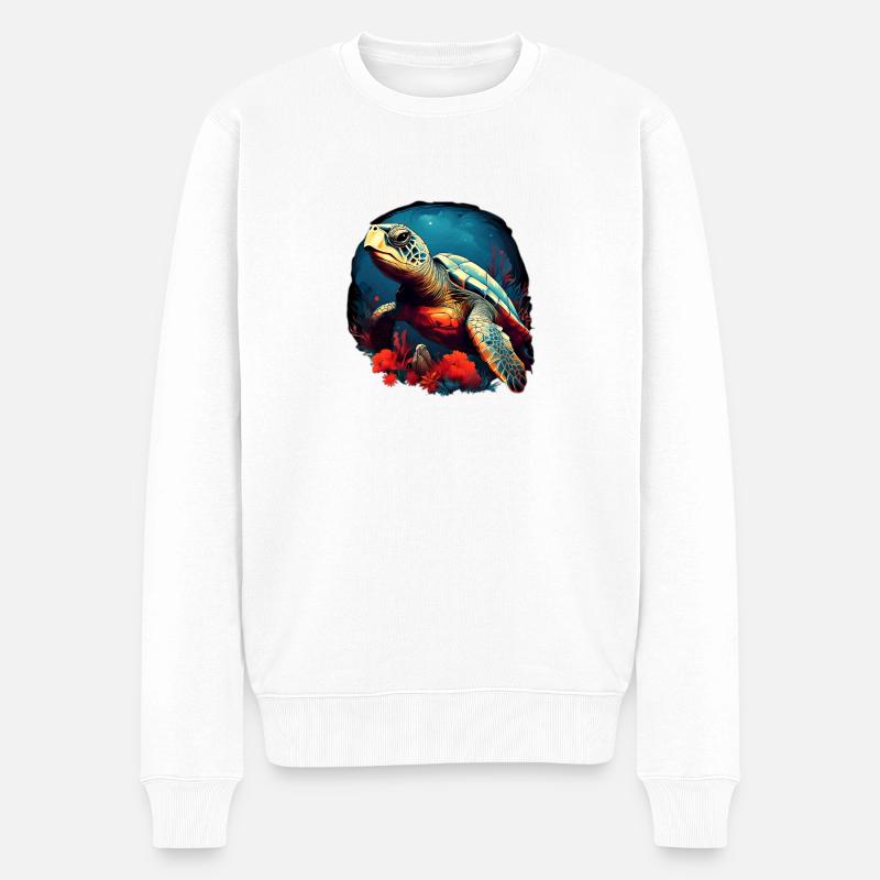 Wunderschöne Schildkröte - Männer Premium Bio Pullover - Weiß