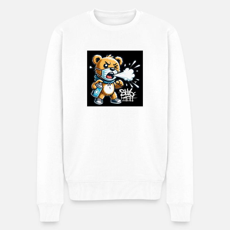 Niesender Teddybär - Männer Premium Bio Pullover - Weiß