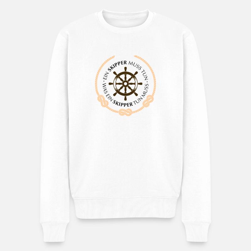 Ein Skipper muss tun Kordel 3 Knoten - Männer Premium Bio Pullover - Weiß