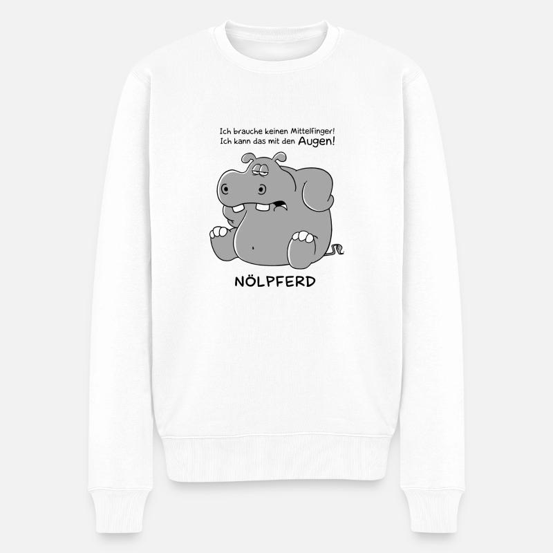 Nölperd - Mittelfinger - Männer Premium Bio Pullover - Weiß