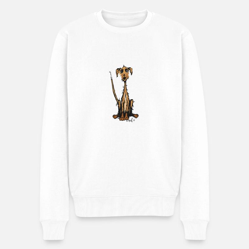 gestromter Hund - Männer Premium Bio Pullover - Weiß