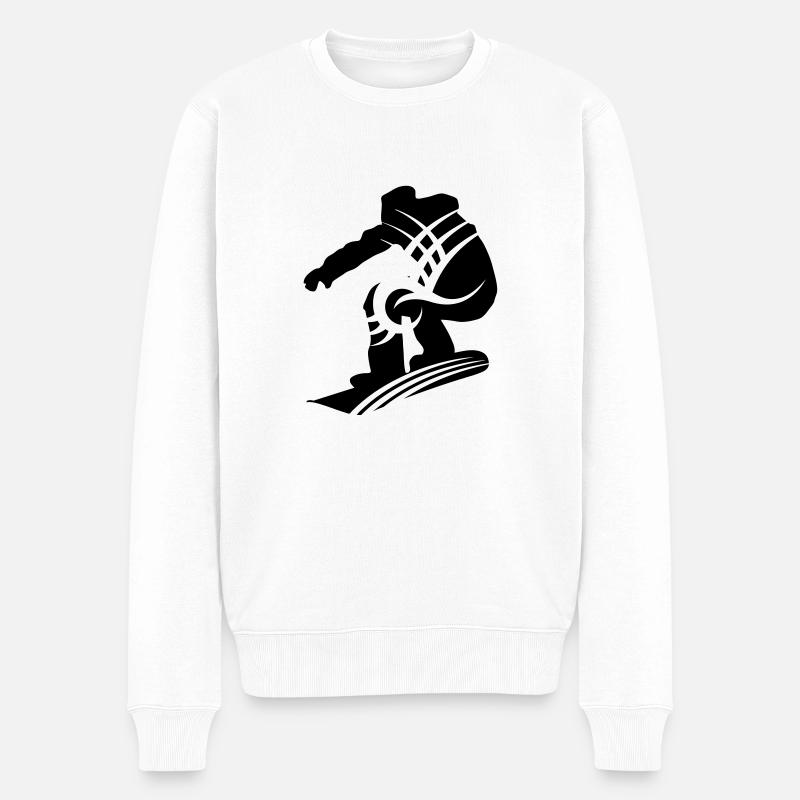 Snowboarding male de - Männer Premium Bio Pullover - Weiß