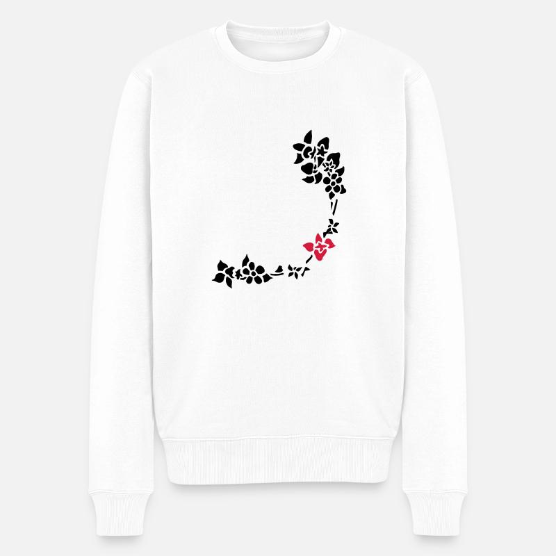 Blume - Männer Premium Bio Pullover - Weiß