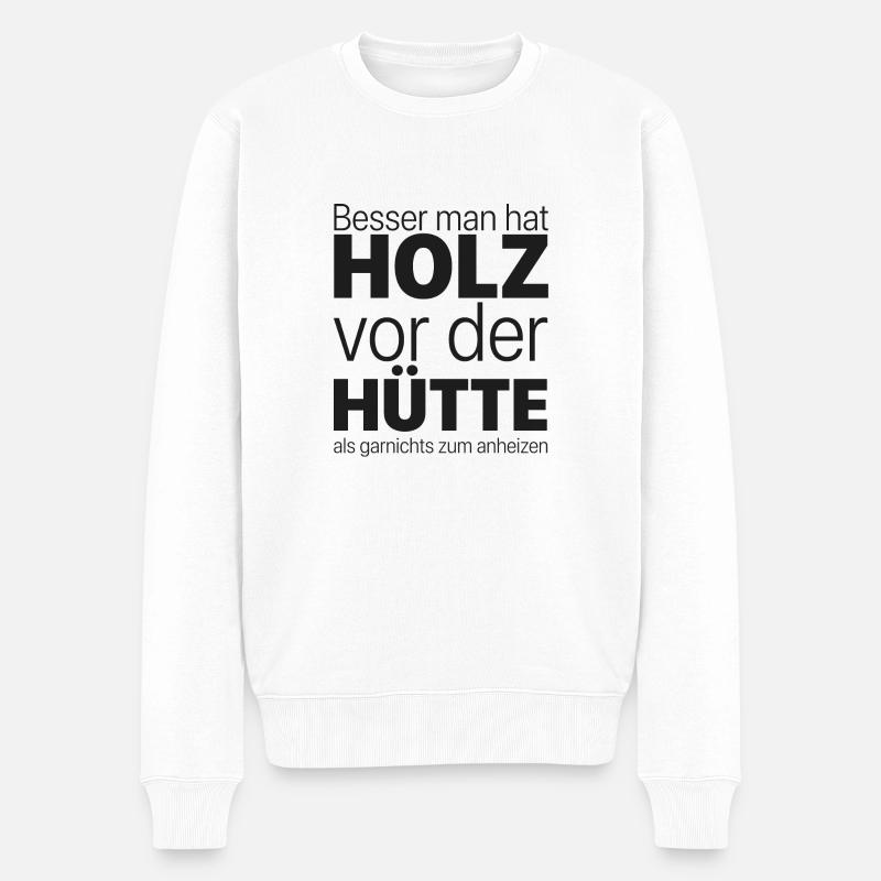 Holz vor der Hütte - Männer Premium Bio Pullover - Weiß