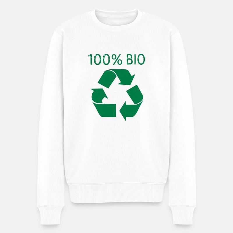 100% Bio - Männer Premium Bio Pullover - Weiß