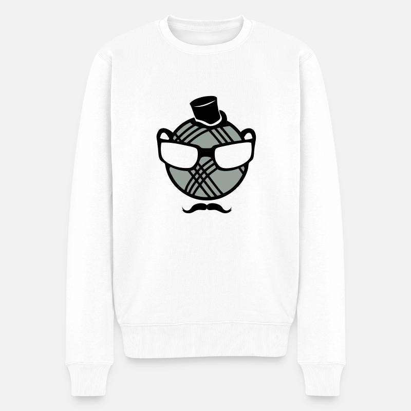 petanque boule smiley moustache lunette - Pull Premium bio Homme - blanc