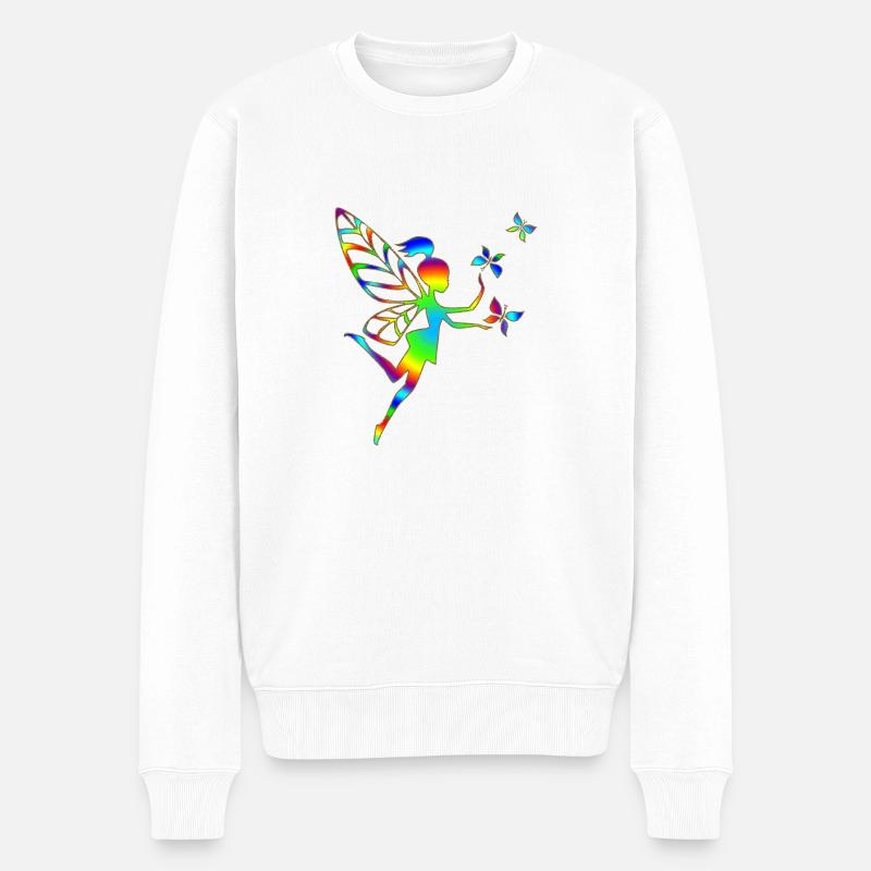 Elfe, Fee, Schmetterlinge, Magie, Schutzengel - Männer Premium Bio Pullover - Weiß