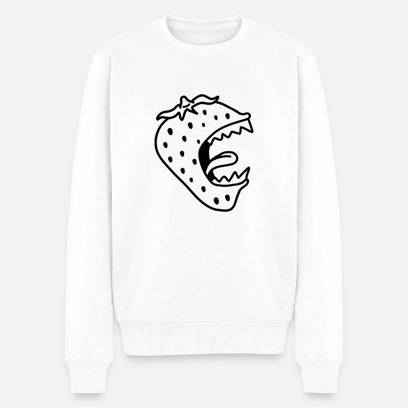 Monster Strawberry - Männer Premium Bio Pullover - Weiß