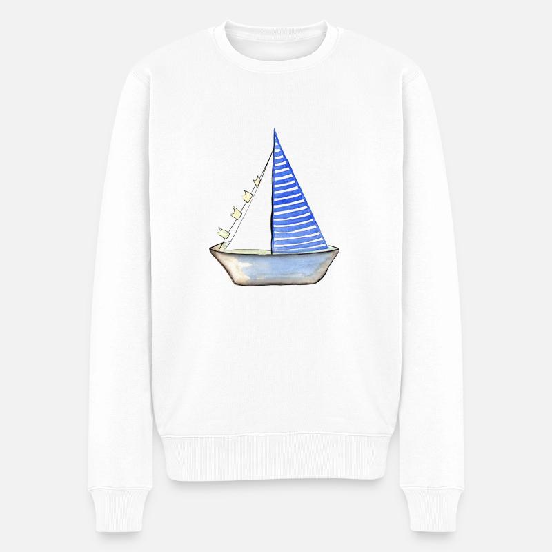 segelboot - Männer Premium Bio Pullover - Weiß