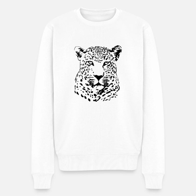 Leopard - Männer Premium Bio Pullover - Weiß