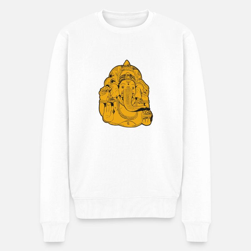 Ganesha - Männer Premium Bio Pullover - Weiß