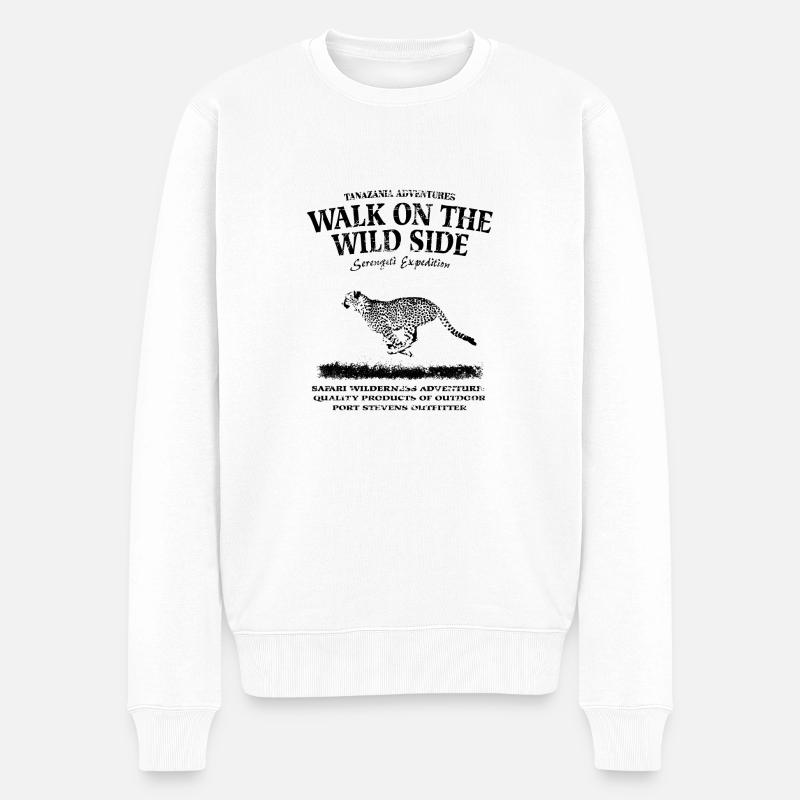 Walk on the wild side - Gepard - Männer Premium Bio Pullover - Weiß