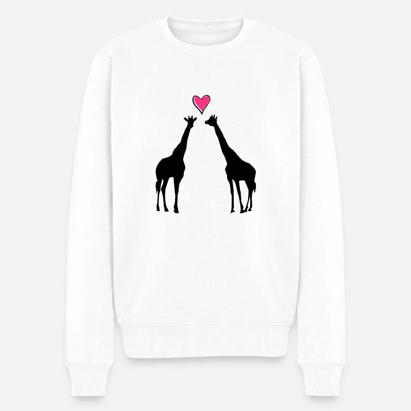 giraffen in love heart - Männer Premium Bio Pullover - Weiß