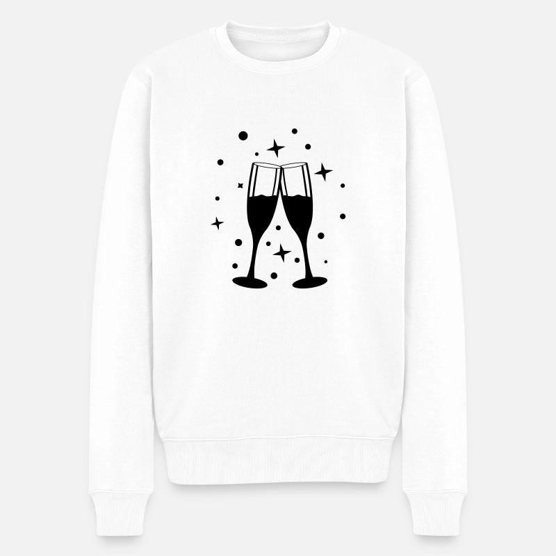 sekt anstossen design - Männer Premium Bio Pullover - Weiß