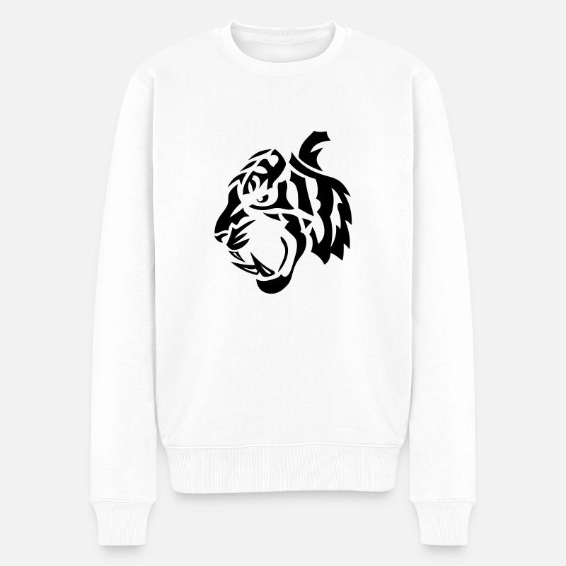Stammes-Tiger - Männer Premium Bio Pullover - Weiß