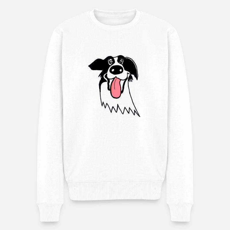 Border Collie mignon - Pull Premium bio Homme - blanc