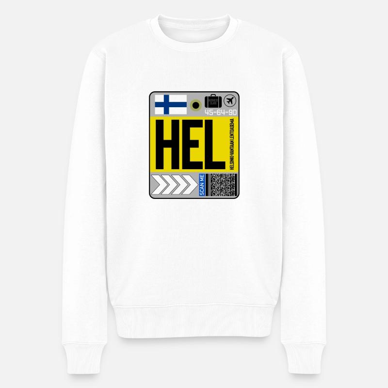 Flughafen Helsinki Finnland - Männer Premium Bio Pullover - Weiß