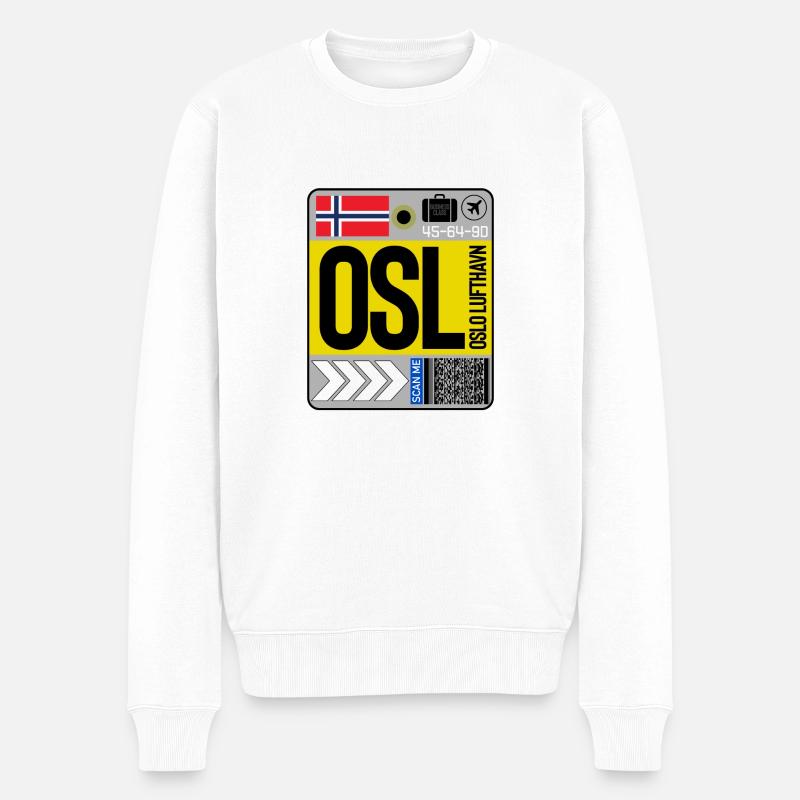 Oslo Flughafen Norwegen - Männer Premium Bio Pullover - Weiß