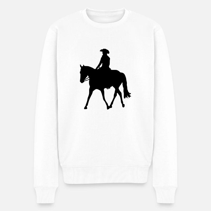 Westernreiter im Jog - Männer Premium Bio Pullover - Weiß