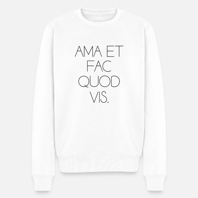Liebe tu was du willst Latein Schrift Spruch - Männer Premium Bio Pullover - Weiß