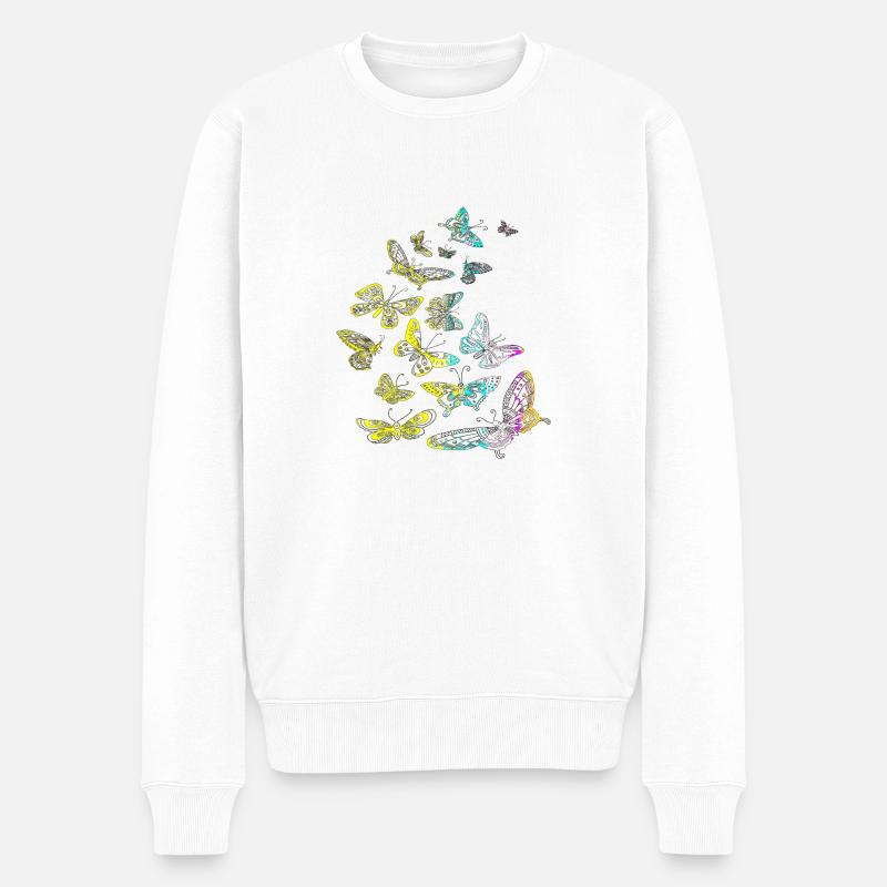 Tatouage de papillon - Pull Premium bio Homme - blanc