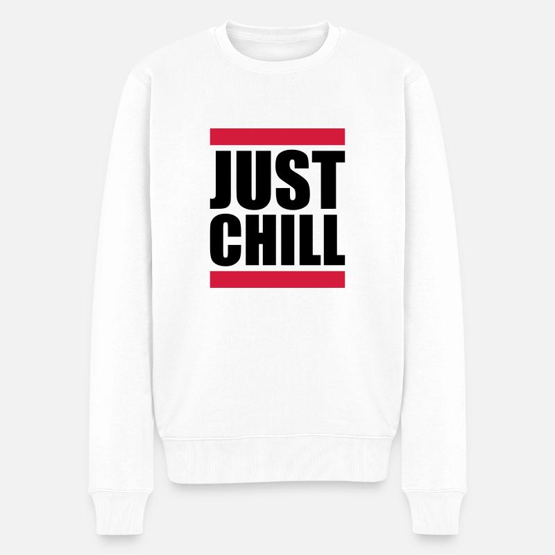 Balken Just Chill Relaxen - Männer Premium Bio Pullover - Weiß