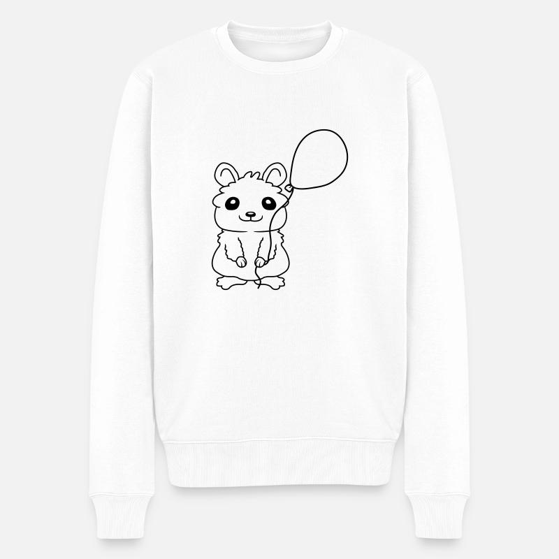 Hamster Luftballon Geschenkidee Comic - Männer Premium Bio Pullover - Weiß