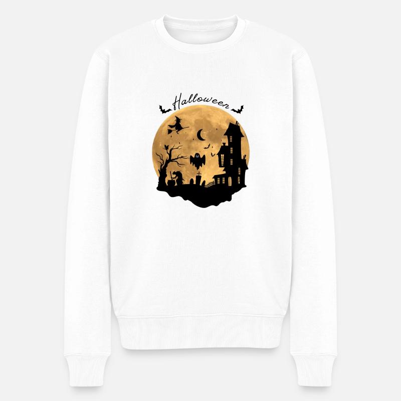 Nuit d’Halloween hantée - Pull Premium bio Homme - blanc