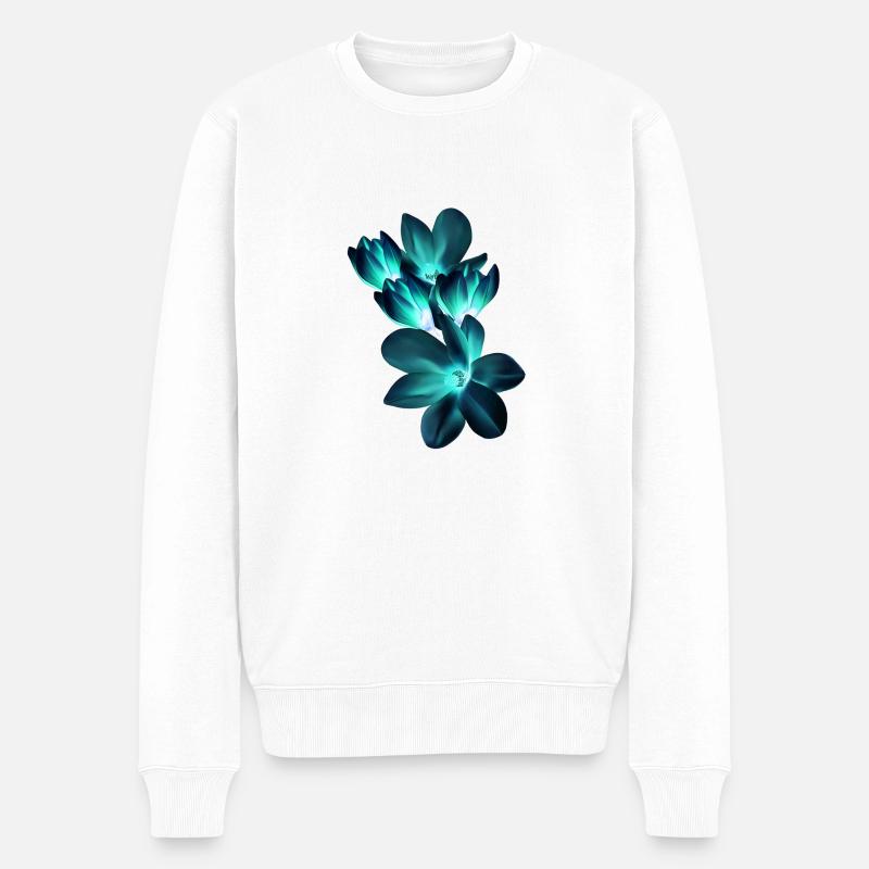 magnolie - Männer Premium Bio Pullover - Weiß