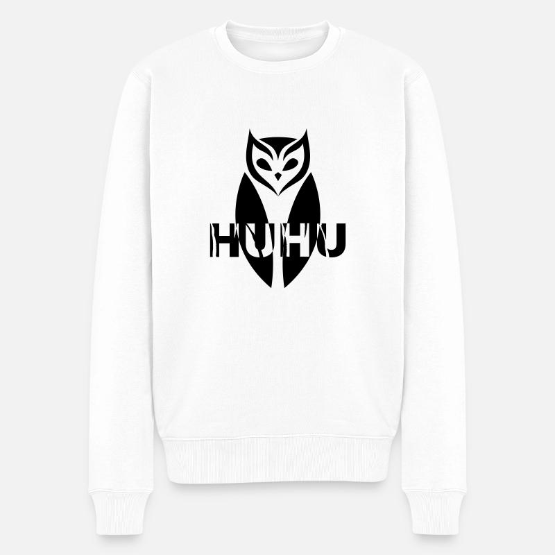 GOWILD Eule - HuHu - Männer Premium Bio Pullover - Weiß
