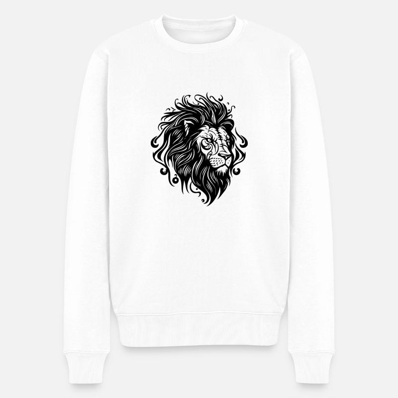 Löwe - Männer Premium Bio Pullover - Weiß