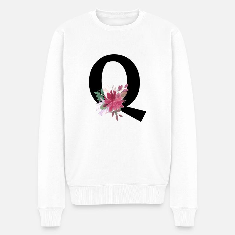 Blumenbuchstabe q - Männer Premium Bio Pullover - Weiß