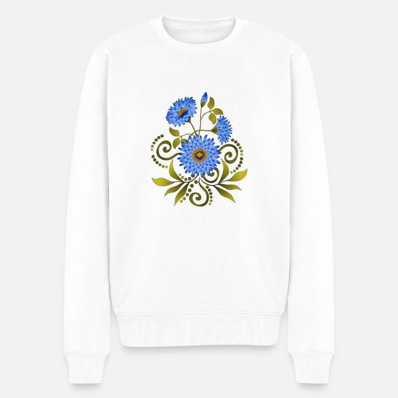 Blumen - Männer Premium Bio Pullover - Weiß