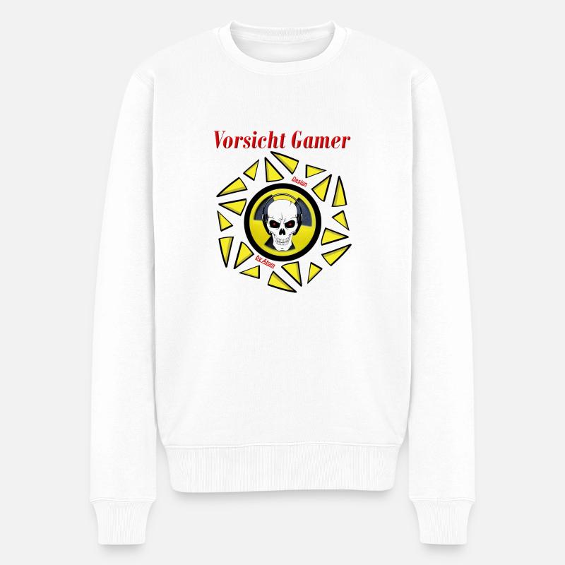 Vorsicht Gamer - Männer Premium Bio Pullover - Weiß